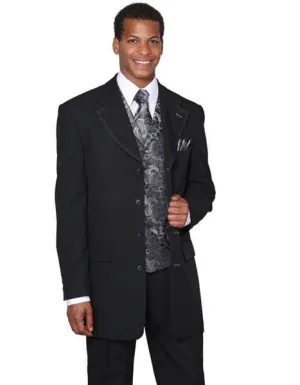 Black Suit Grey Vest - Black Suit With Vest - Classic Fit Pleated Pants