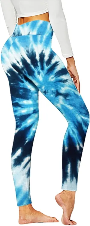 BZGTZT Tie Dye Seamless Leggings for Women Stretch High Waist Workout Yoga Pants Scrunch Butt Lifting Compression Tights