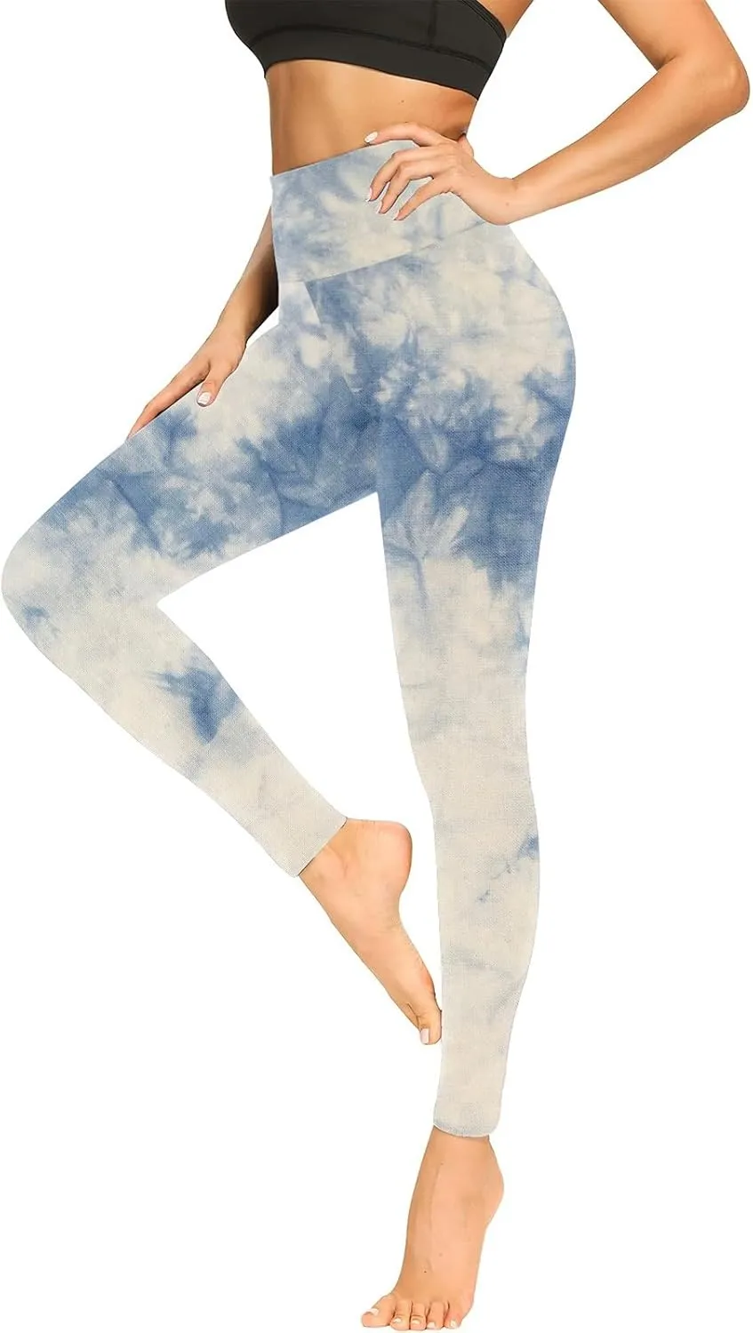 BZGTZT Tie Dye Seamless Leggings for Women Stretch High Waist Workout Yoga Pants Scrunch Butt Lifting Compression Tights