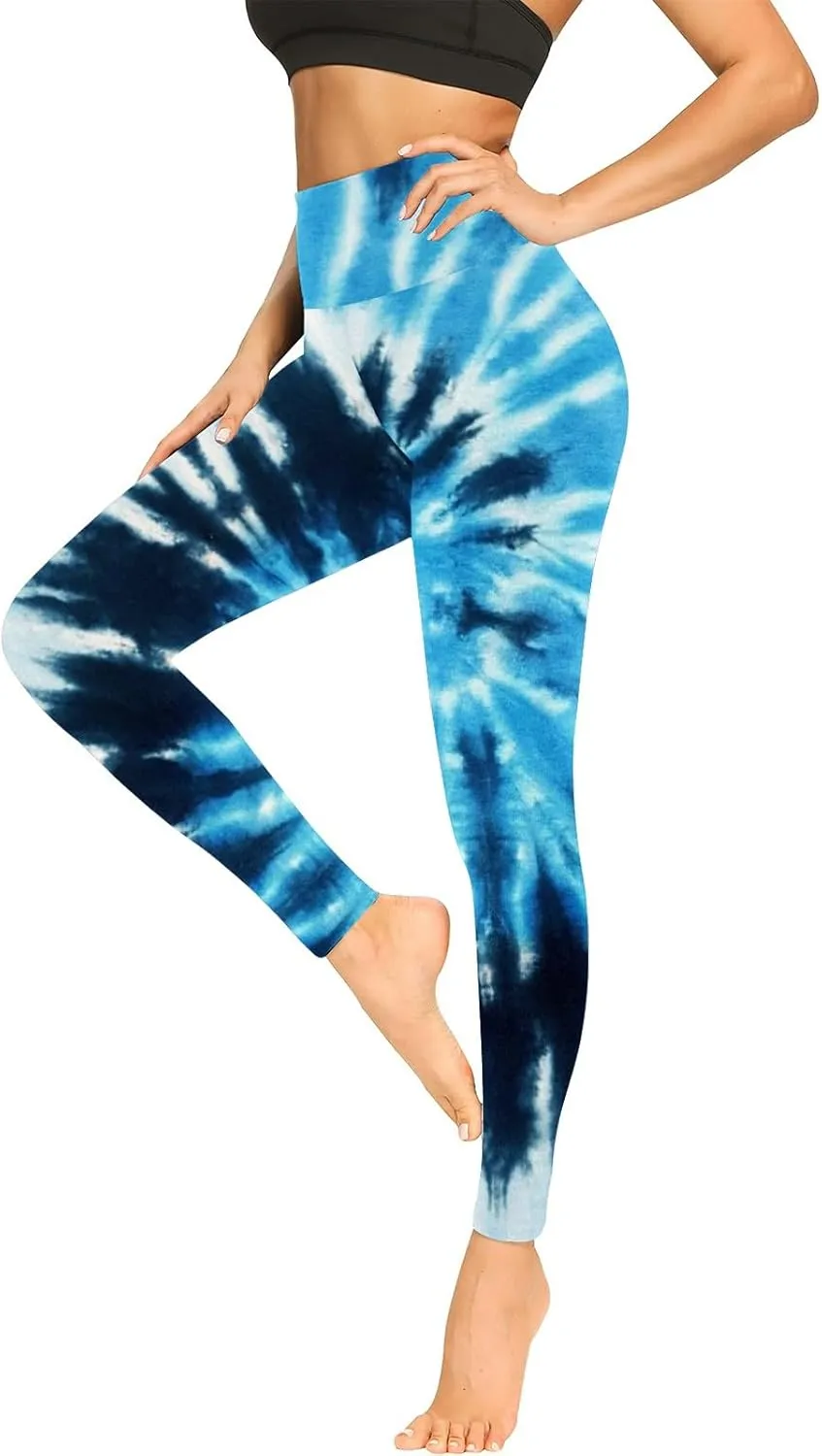 BZGTZT Tie Dye Seamless Leggings for Women Stretch High Waist Workout Yoga Pants Scrunch Butt Lifting Compression Tights