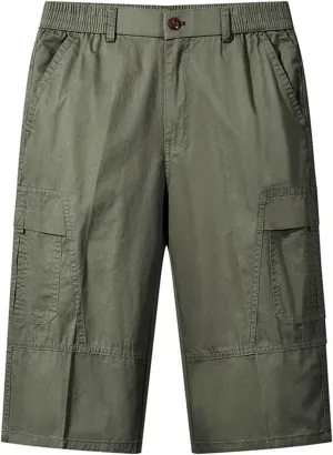 Capri Pants for Men Relaxed Fit Cargo Pants Light Summer Pants Cotton Beach Pants Hiking Fishing Pants for Men