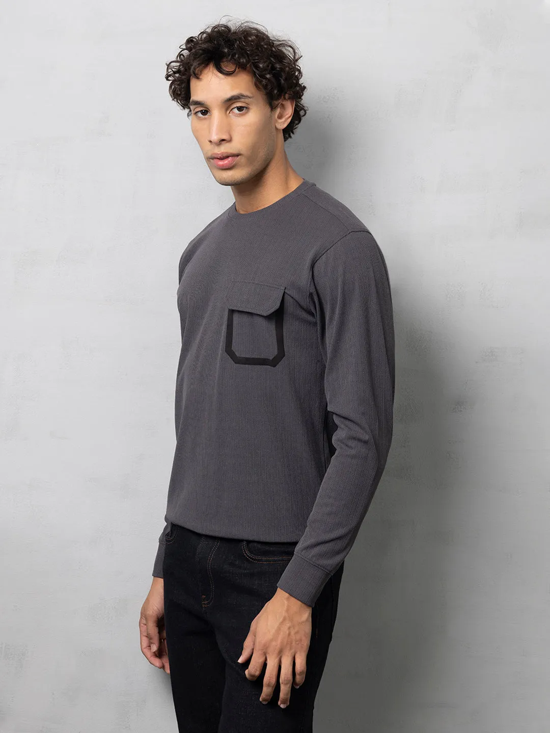 Charcoal self-structured sweatshirt