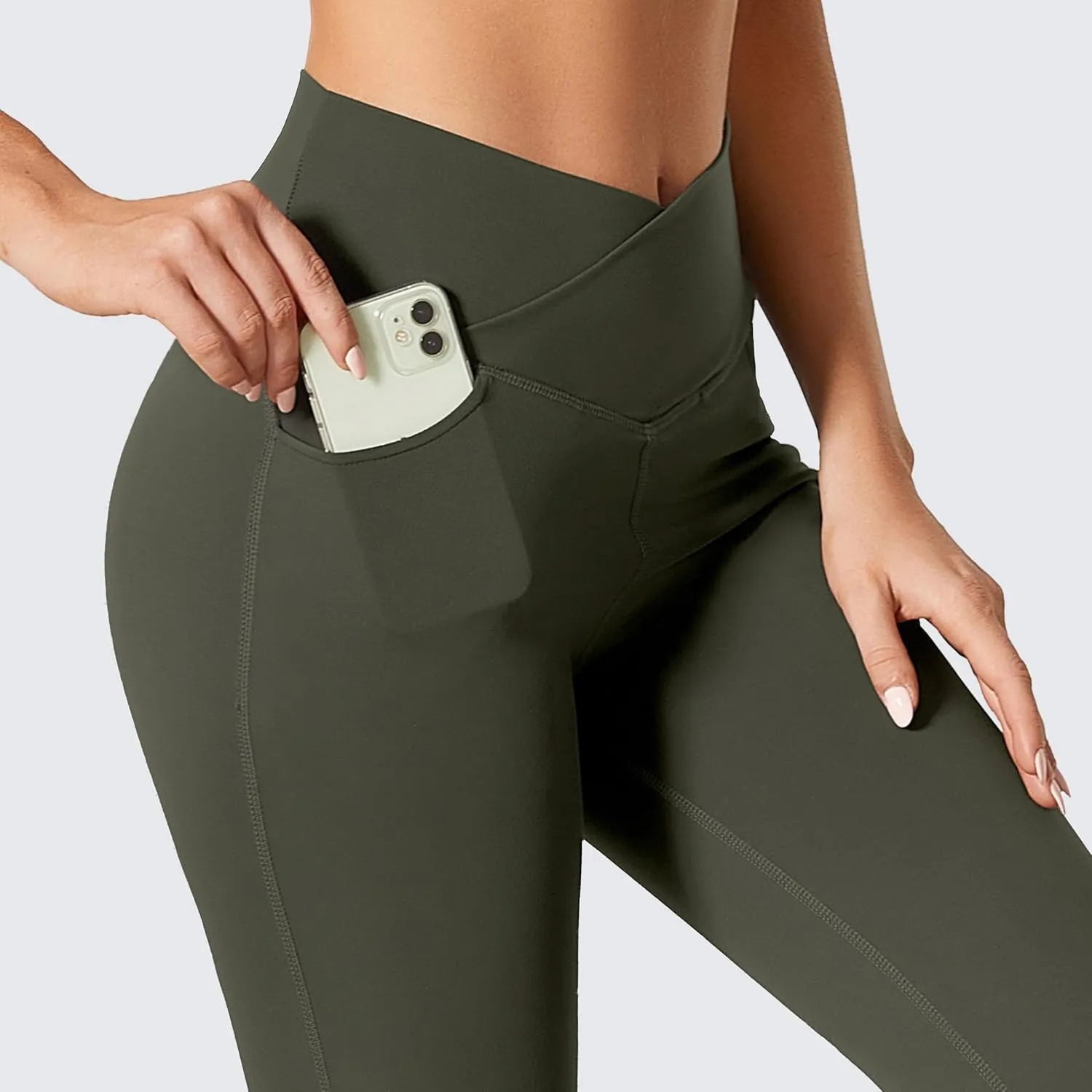 JADD Womens Flare Yoga Pants with Pockets Crossover High Waisted Bootcut Flare Leggings Tummy Control Workout Dress Pants