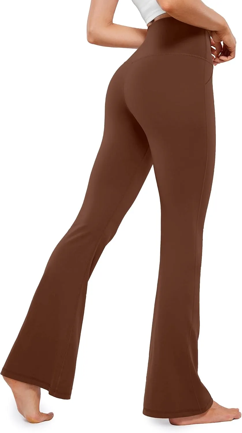 JADD Womens Flare Yoga Pants with Pockets Crossover High Waisted Bootcut Flare Leggings Tummy Control Workout Dress Pants