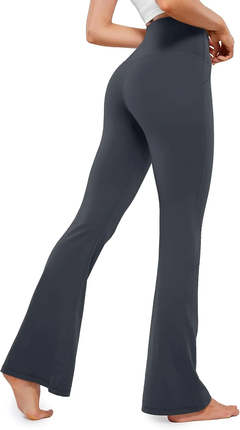 JADD Womens Flare Yoga Pants with Pockets Crossover High Waisted Bootcut Flare Leggings Tummy Control Workout Dress Pants