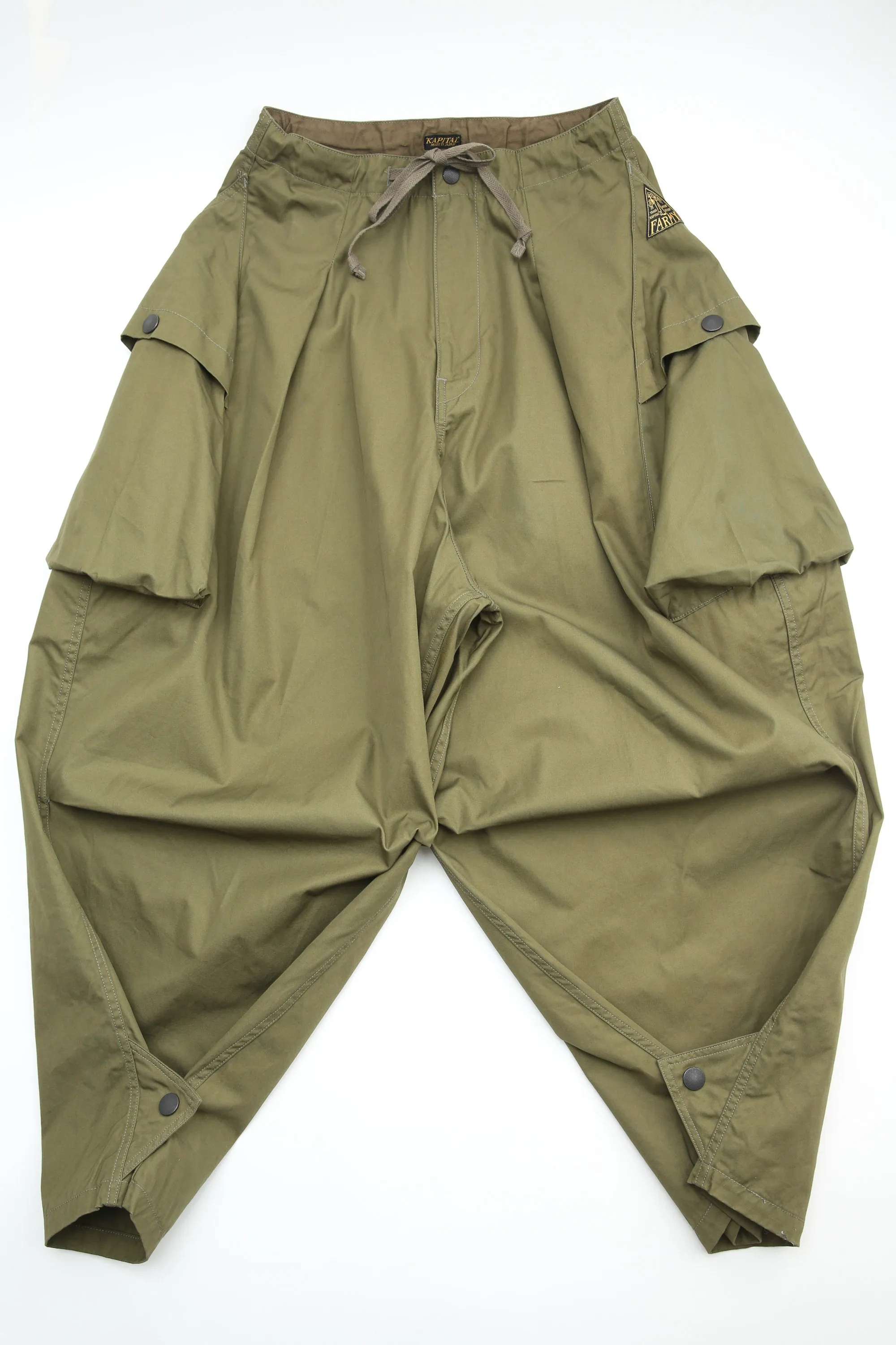 Kapital Combed Gabergine AOZAI Cargo Pants - Khaki