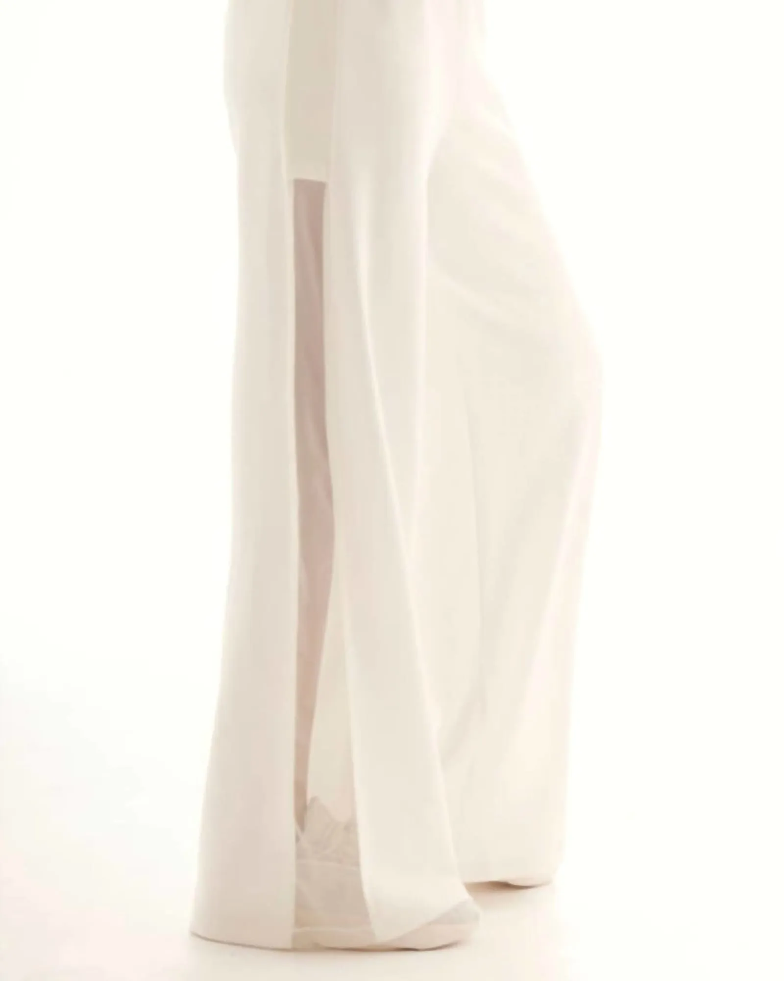 Kenzie Mesh Stripe Wide Leg Pant in Cream | Cream