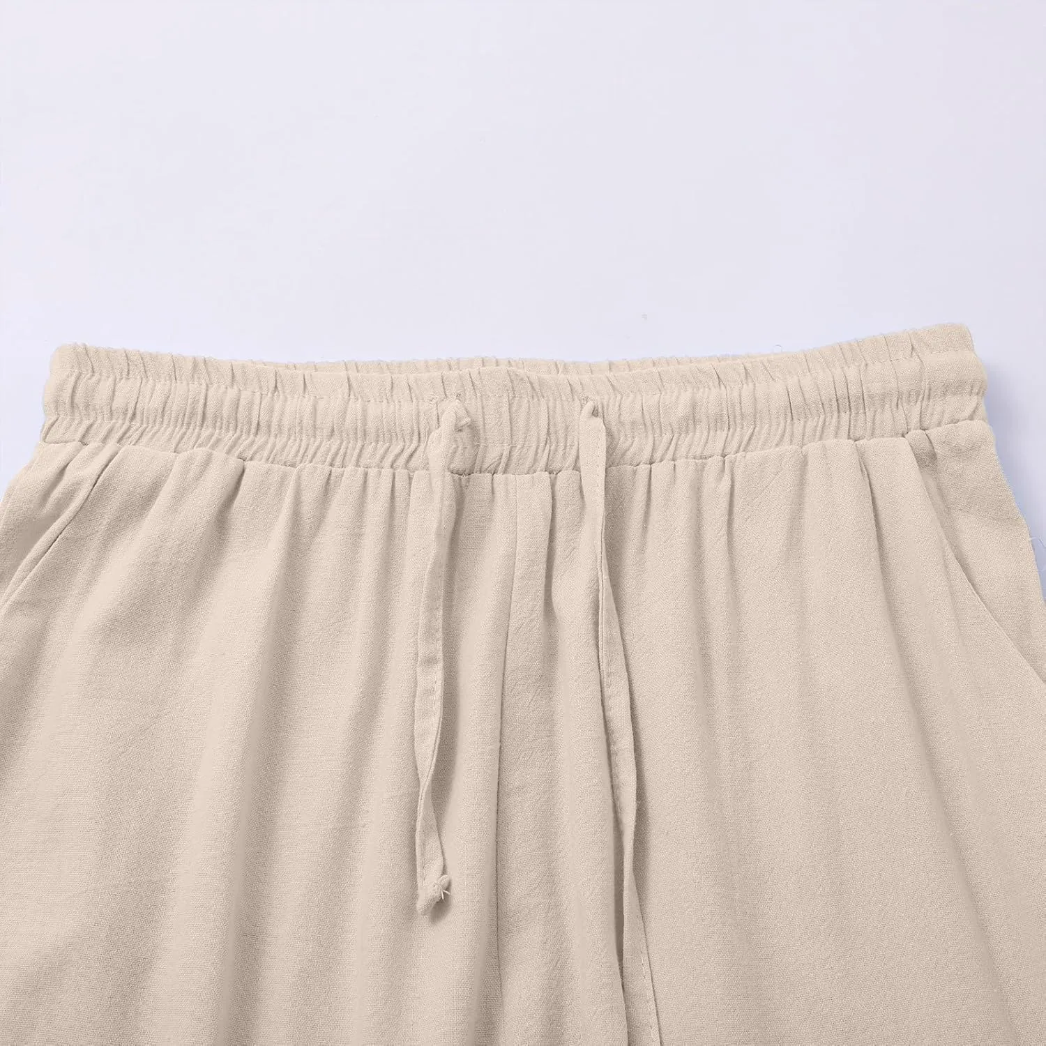 Linen Pants Women Petite Casual Loose High Waist Beach Pants 2025 Summer Lightweight Boho Drawstring Flowly Trousers