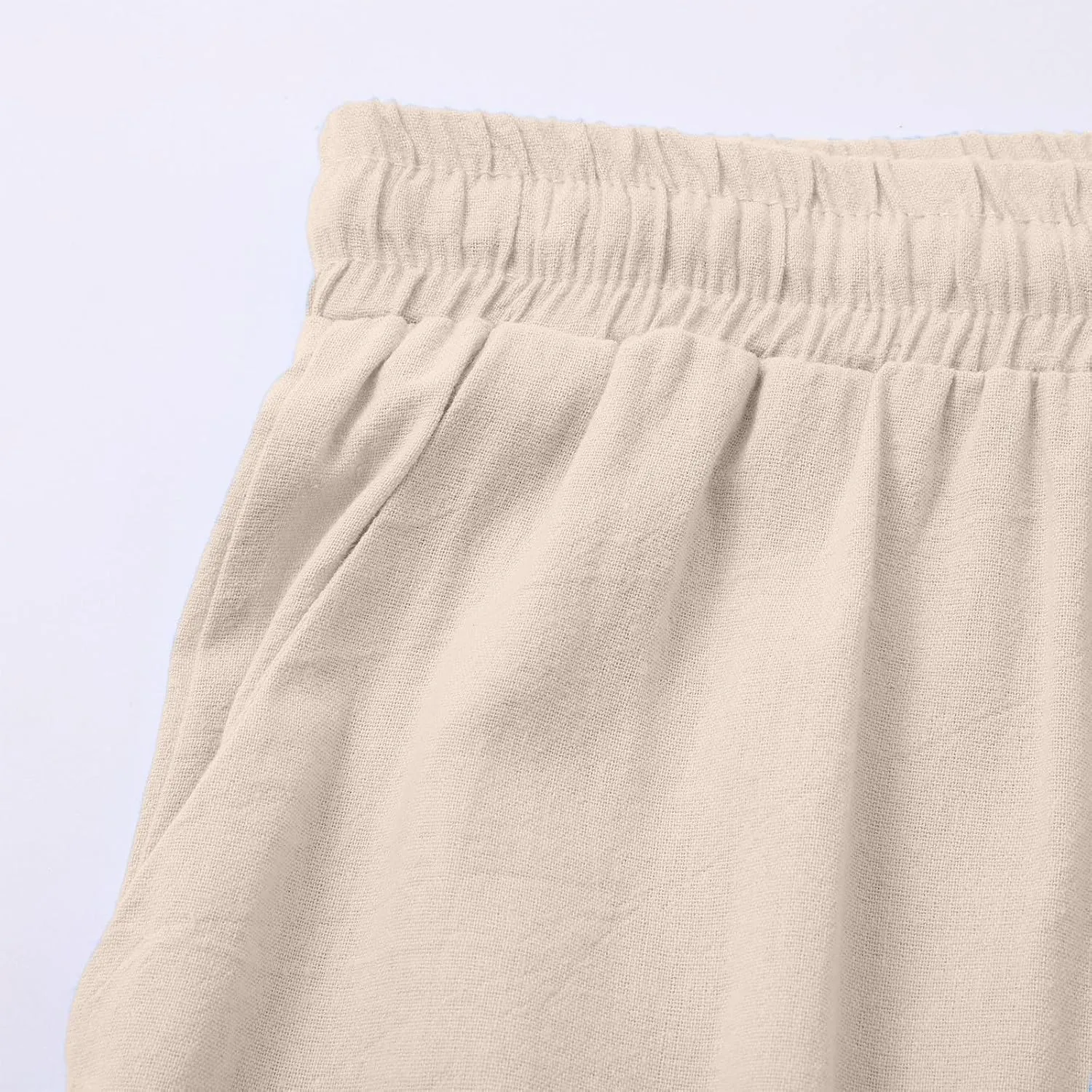 Linen Pants Women Petite Casual Loose High Waist Beach Pants 2025 Summer Lightweight Boho Drawstring Flowly Trousers