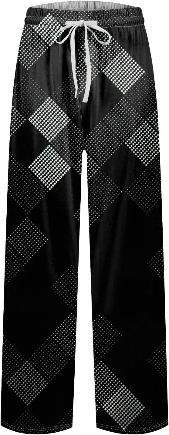 Men's Casual Drawstring Striped Pants Comfy Yoga Jogger Sweatpants 2024 Trendy Elastic Waist Trouser with Pockets