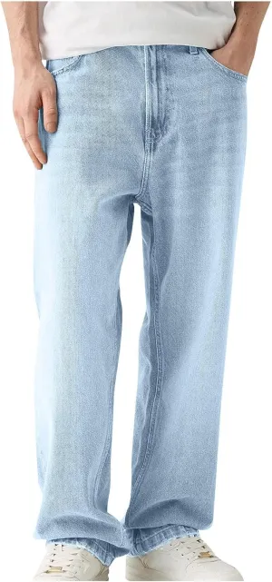 Men's Washed Denim Pants Casual Low Rise Jeans Traight Leg Jeans Pant Classy Work Pants Comfortable Loose Trousers