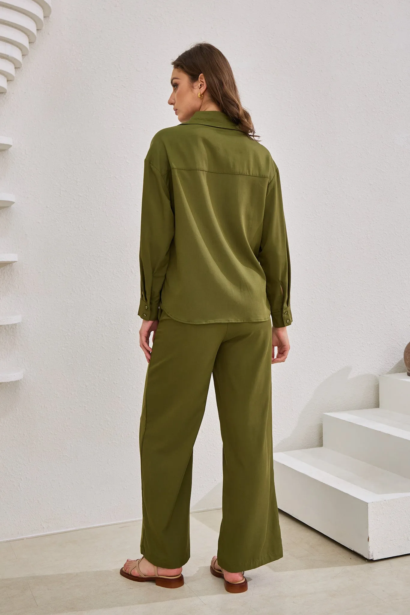 Page Khaki Green Cupro Pants