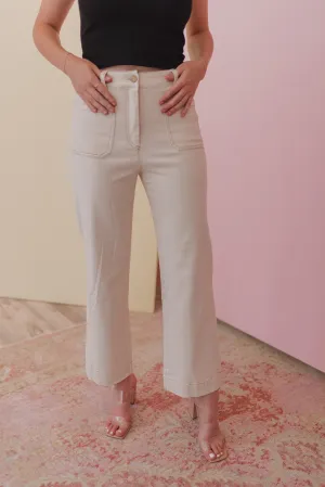 Sunkissed Stroll Ivory Twill Crop Pants
