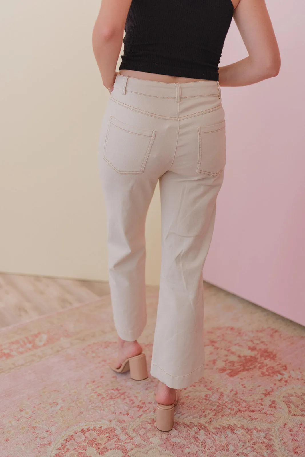 Sunkissed Stroll Ivory Twill Crop Pants