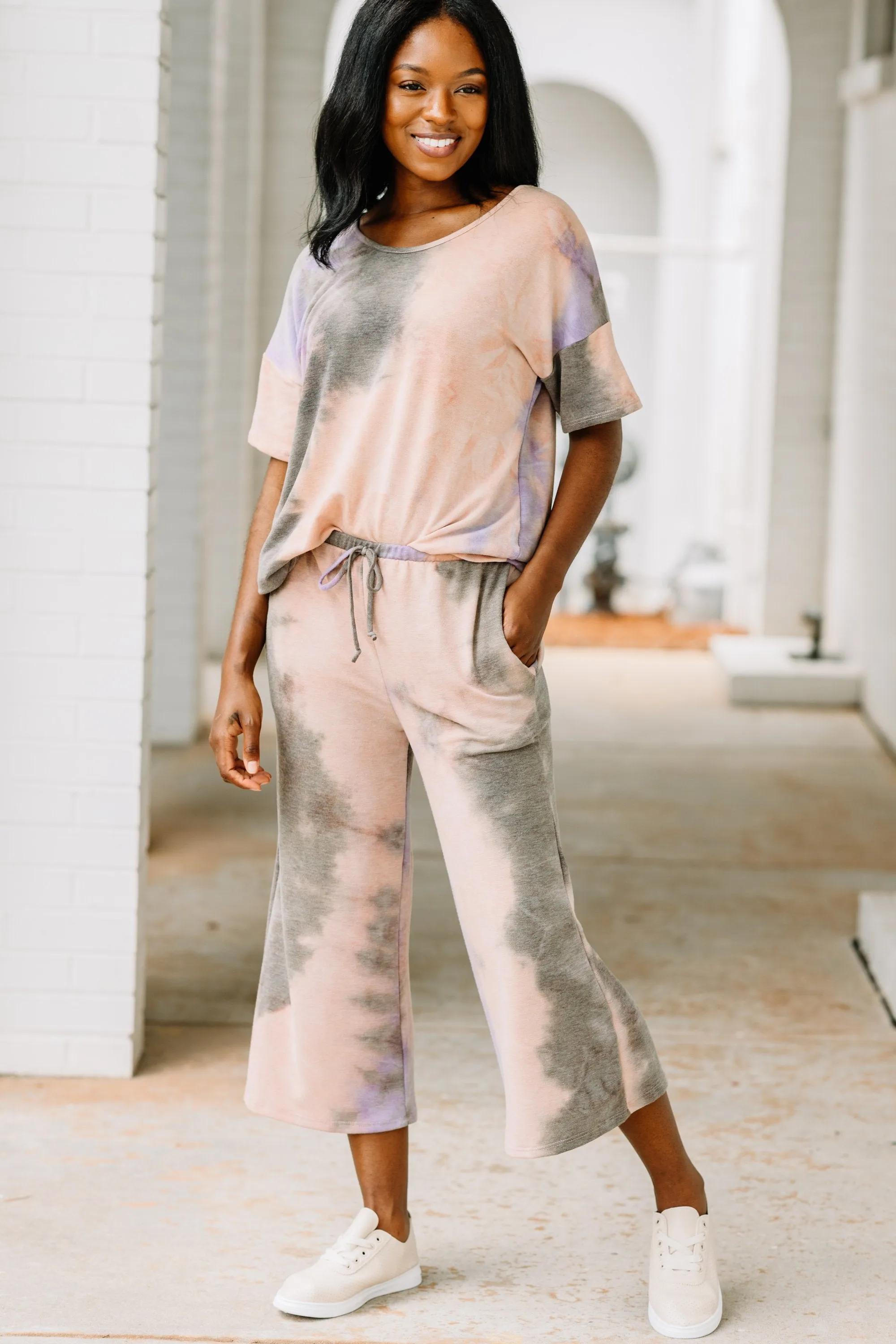 Wild Claims Mauve Pink Tie Dye Crop Pants