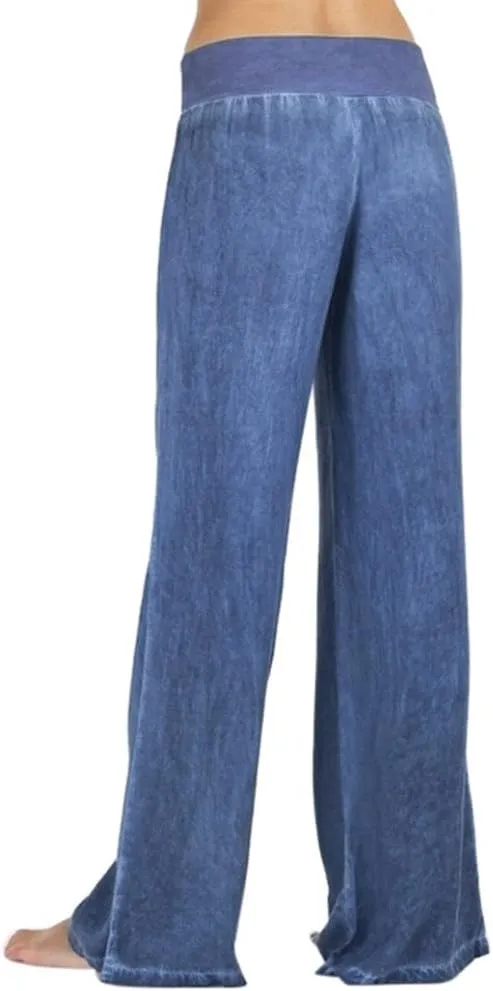 Women's Wide Leg Pants Elastic High Waisted Yoga Pant Casual Loose Fit Flowy Palazzo Pants Denim Jeans Loungewear