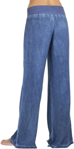 Women's Wide Leg Pants Elastic High Waisted Yoga Pant Casual Loose Fit Flowy Palazzo Pants Denim Jeans Loungewear