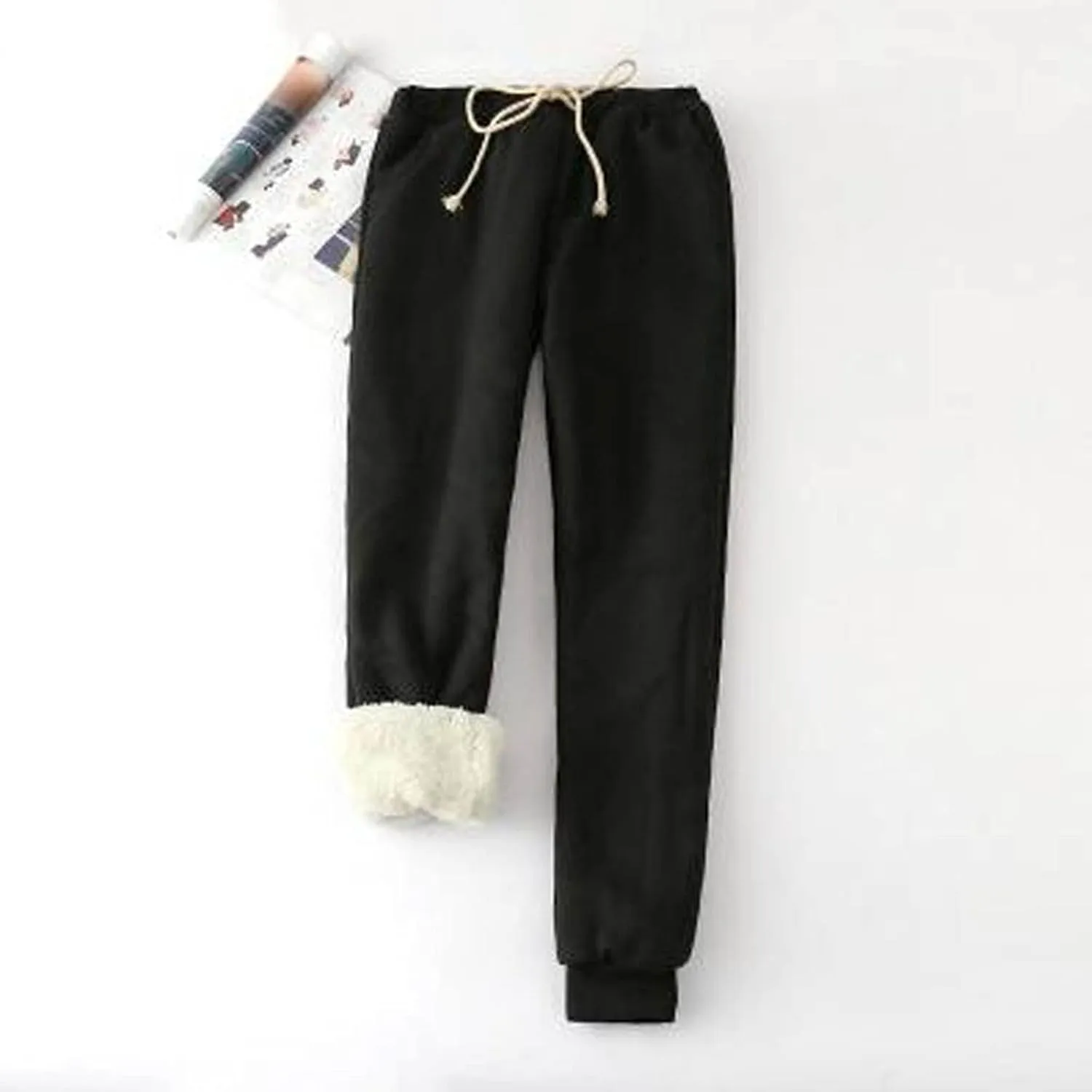 Womens Winter Warm Fleece Joggers Pants Sherpa Lined Athletic Active Sweatpants Winter Warm Casual Lounge Trousers